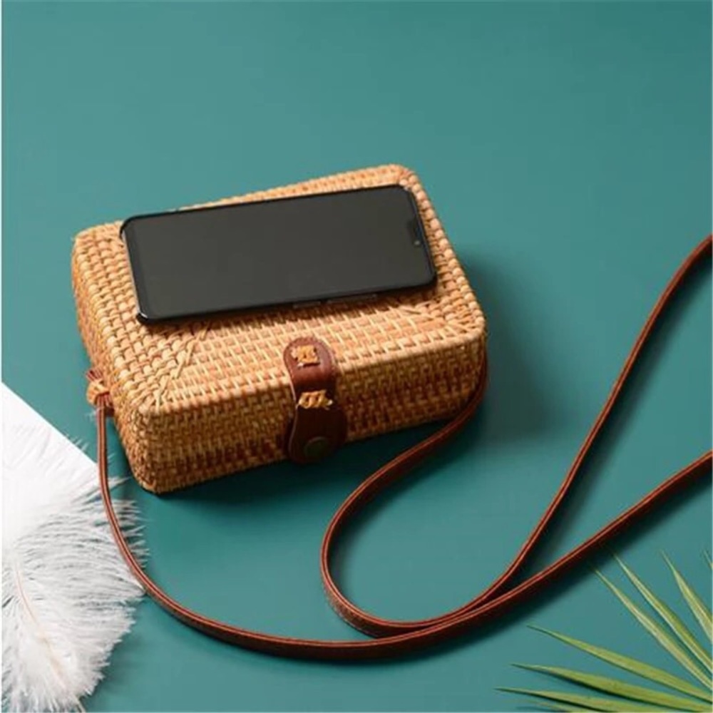 Boho gypsy rattan crossbody bag - Picture 7 of 8